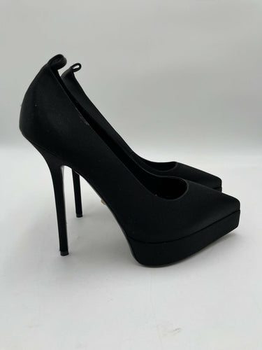 Versace Lycia satin platform pumps in BlackAnkle Straps Size 39.5 Versace