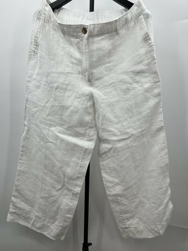 J.Jill Love Linen Pants Womens White Linen Cropped Capri Wide Leg Beach M J. Jill