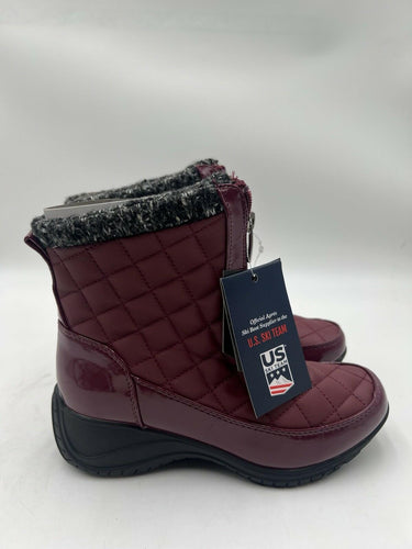 Khombu Megan Burgundy Quilted Winter Snow Boots Womens Waterproof SA 6M Khombu