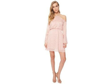 J.O.A. Flare Sleeve Cold Shoulder Dress (Pink) Women's Dress size M J.O.A.