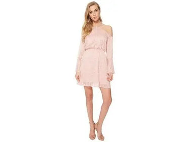 J.O.A. Flare Sleeve Cold Shoulder Dress (Pink) Women's Dress size M J.O.A.