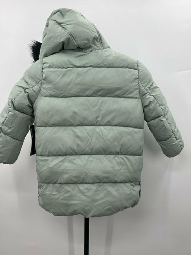 Rothschild Puffer Jacket Girls Mint Green Faux Fur Hood Snap Quilted NWT XXS Rothschild
