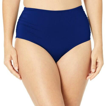 Anne Cole Women's High Waist to Fold Over Shirred Bottom Swimsuit,Navy, Medium Anne Cole