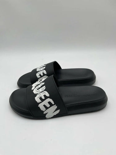 Alexander McQueen Graffiti Logo black rubber pool slide Size 41 Alexander Mcqueen