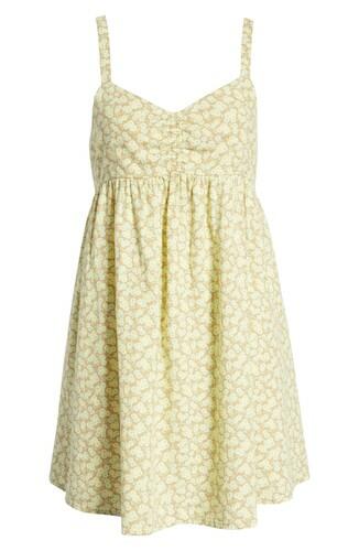 BP. Print Linen Blend Babydoll Dress, Beige Nougat Allison Floral Size S BP.