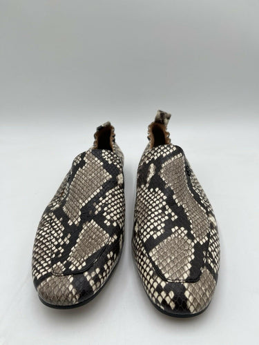 Tory Burch Women's Kira Snake Embossed Stretch Travel Loafer Black/White Sz 8.5M