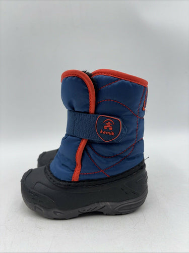 Kamik Snowbug 3 Toddler Snow Boots Black Blue Faux Fur Lined Waterproof Size 8 Kamik