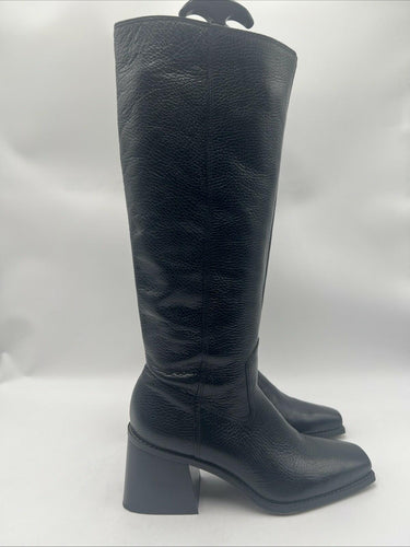 Women's Vince Camuto Sangeti Black Leather Block Heel Boots Size 9M Vince Camuto