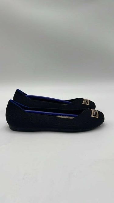 Rothy’s The Flat Limited Edition In Black Gold Toe Embroidery Size 5 Rothy’s