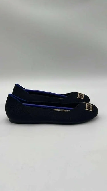 Rothy’s The Flat Limited Edition In Black Gold Toe Embroidery Size 5 Rothy’s