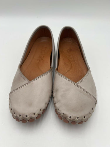 Patrizia Jacobella Grey Leather Whipstitch Loafer Flats Womens Size 7.5-8