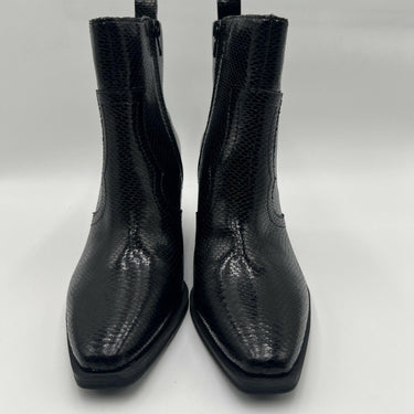 Mix No. 6 EVYLIN Black Embossed Synthetic Square Toe Side Zip Ankle Boots, 8 Mix No. 6