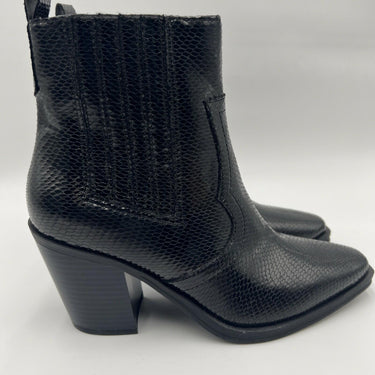 Mix No. 6 EVYLIN Black Embossed Synthetic Square Toe Side Zip Ankle Boots, 8.5M Mix No. 6