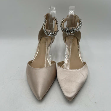 Jewel Badgley Mischka Raleigh Champagne Satin Pointed-Toe Pumps Size 9.5M Badgley Mischka