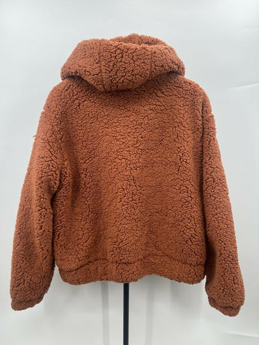 Arizona Jean Co Jacket Womens Chutney Faux Fur Sherpa Hooded Zip Up Fleece L AriZona