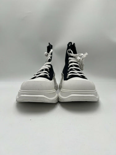 Alexander McQueen Tread Slick Lace Up Boot in black and white canvas Size 45 Alexander McQueen