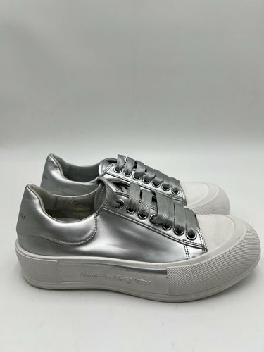 Women’s Alexander McQueen Deck Plimsoll sneakers metallic silver Size 38.5 Alexander McQueen