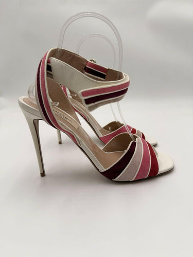 Valentino Garavani Rainbow Suede Ankle Wrap Sandals Heels Size 37.5 Valentino
