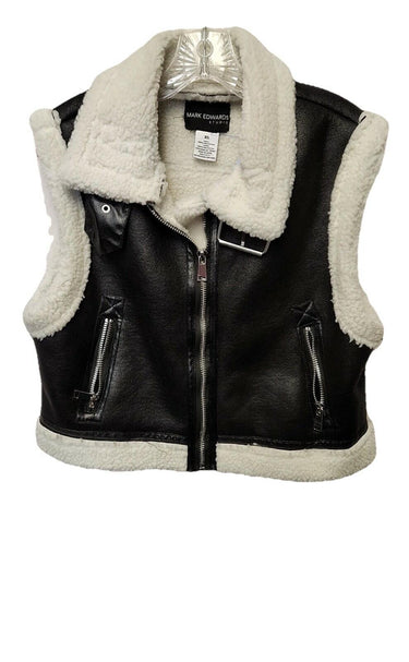 NWT Women’s Mark Edwards Studio Faux Fur Full Zip Brown Vest Size S Mark Edwards Studio