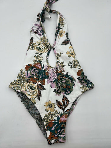 Maaji One Piece Swimsuit Reversible Halter Floral Paisley Keyhole Multi M Maaji
