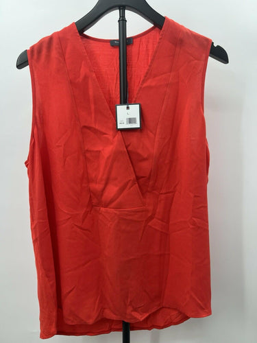 Madison Top Womens Sleeveless V Neck Wrap Tank Red Poinsettia Blouse L Wrap