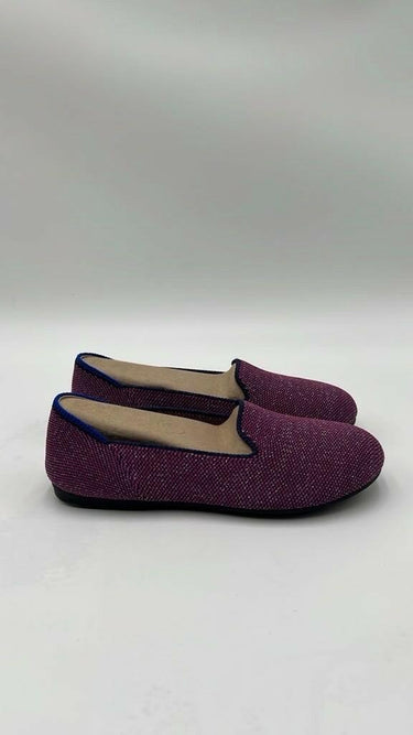 ROTHY’S The Loafer Purple Sparkle Knit Round Toe Slip On Flats Kids Size 2 Rothy’s