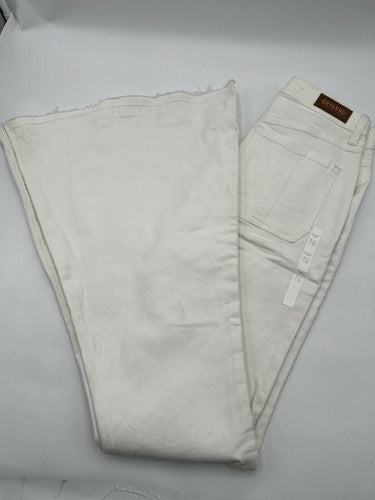 NWD Shyanne White Wide Leg Jeans High Rise Raw Hem Western Boho Flare 27 Shyanne