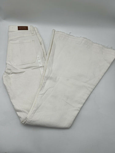 NWD Shyanne White Wide Leg Jeans High Rise Raw Hem Western Boho Flare 27 Shyanne