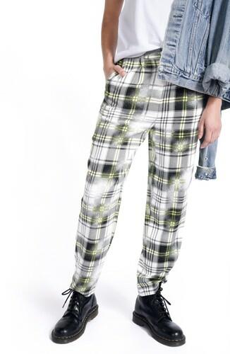 BP. + Wildfang Elastic Back Plaid Pants, Ivory Green Plaid Size XL BP. + Wildfang