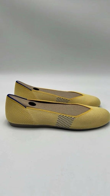 Women’s Rothy’s The Flat Lemon Stripe Slip On Ballet Shoes Knit Yellow Size 7 Rothy’s