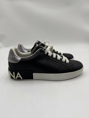 Dolce&Gabbana leather low-top Black Leather / Silver sneakers Size 5 UK Dolce&Gabbana