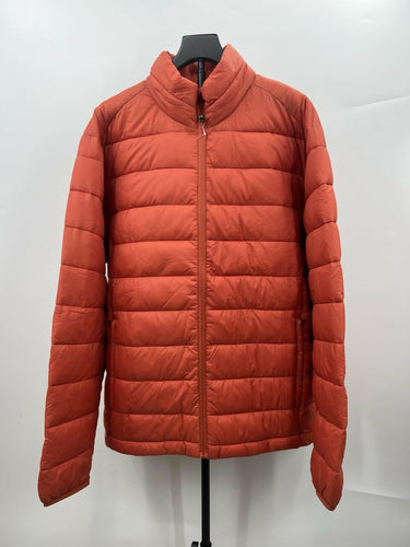St Johns Bay Jacket Mens Puffer Orange Lightweight Packable Quilted XL St. John's Bay