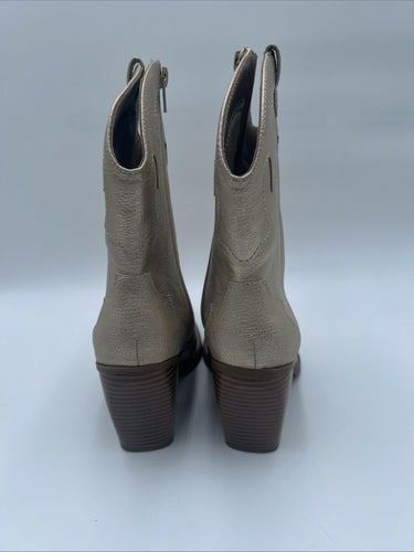 Women’s Mix No. 6 BRYCEN Gold Faux Leather Side Zip Western Booties Size 6M Mix No. 6