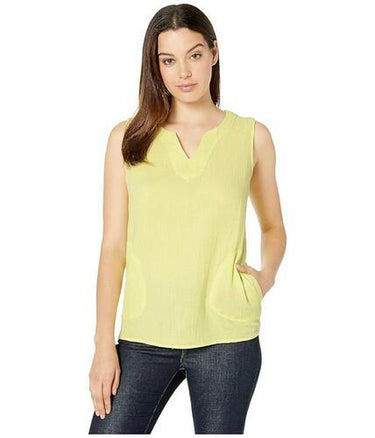 Tribal Crinkle Gauze Sleeveless Blouse with Pockets Citrus Twist) Women's Size S Tribal
