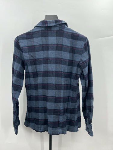 Patagonia Organic Cotton Flannel Plaid Shirt Blue Pink Pockets 2