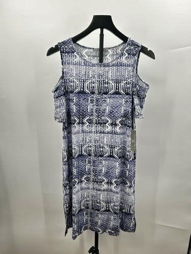 Tart Collections Womans Dress Cold Shoulder Blue Geometric Print Size S Tart Collections
