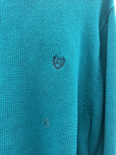 NWT CHAPS Crew Neck Sweater Bluish Green, 100% Cotton- Size L