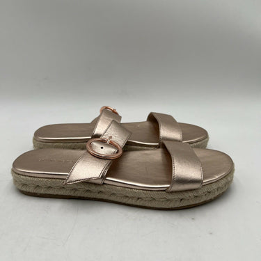 Women’s Stuart Weitzman Rose gold leather flat espadrille slide sandal Size 6.5B Stuart Weitzman