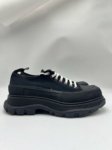 Alexander McQueen black canvas Tread Slick lace-up sneaker Size 43.5 Alexander McQueen