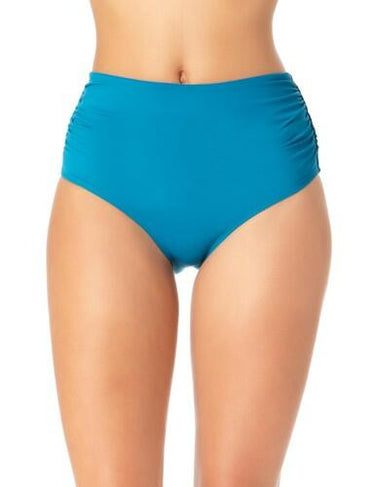 Anne Cole womens Anne Cole Convertible High Waist Shirred Swim Bottoms, Teal, XS Anne Cole