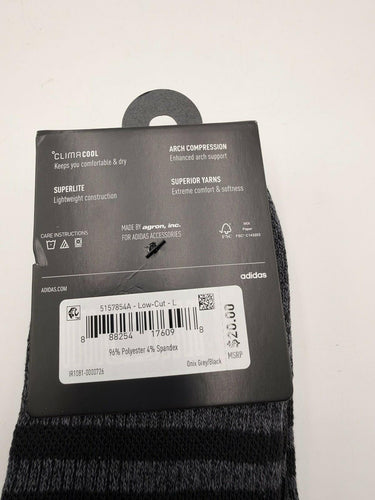 Adidas Men's 6 Pack Low Cut Socks Gray Black ClimaCool Size 6-12 NWT