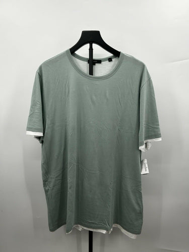 Vince Men’s sage green relaxed-fit mock layer t-shirt White Lining Size XL Vince