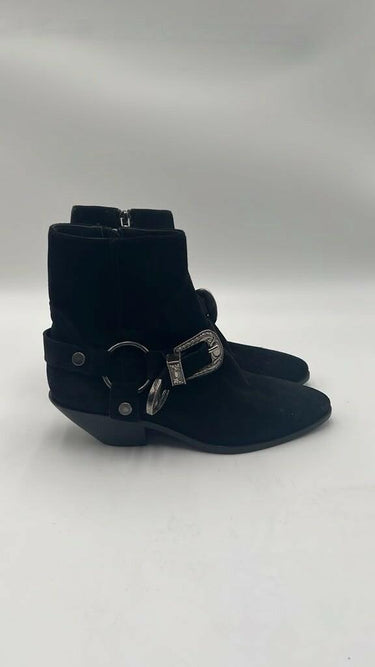 Women’s Saint Laurent West 45mm Harness Black suede ankle boots Size 35.5 Yves Saint Laurent