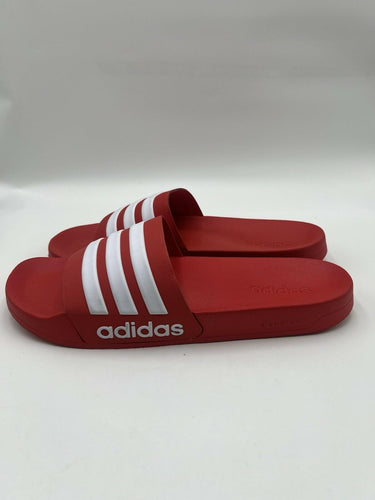 Adidas Adilette Cloudfoam Slides Red White Stripes Shower Mens Size 18
