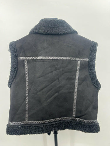 Mark Edward Studio Black Faux Suede Moto Vest Size M