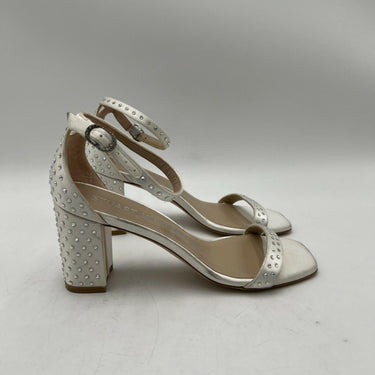 Women’s Stuart Weitzman Nearlynude Satin Embellished Sandal Size 6B Stuart Weitzman