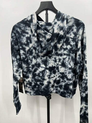Kyodan Lounge Charcoal Tie Dye Crop Hoodie Long Sleeve Pullover Top M Grays