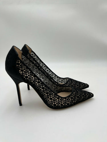 Women's Manolo Blahnik BB 105mm stiletto pumps in black lace Size 37.5 Manolo Blahnik
