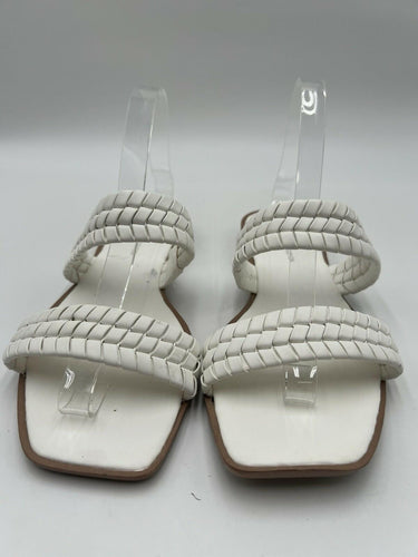 BCBG Generation White Braided Woven Slide Sandals Square Toe Size 9.5