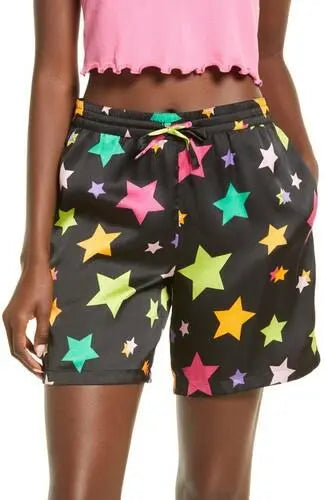BP Satin Shorts, Black Multi Shooting Stars Size S B.P